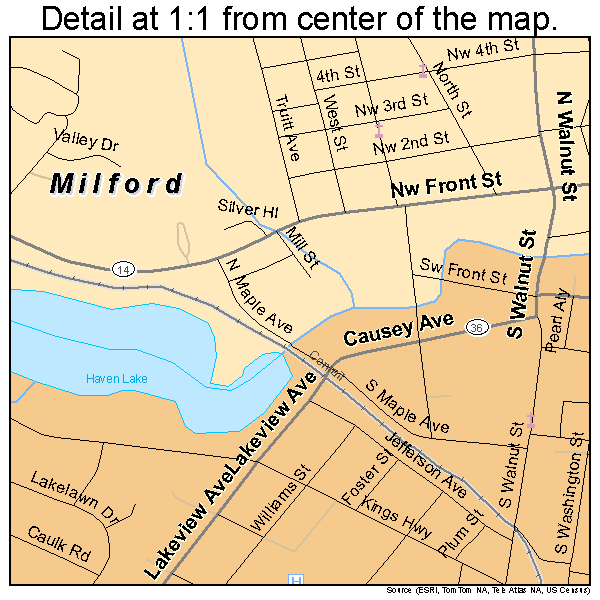 Milford, Delaware road map detail