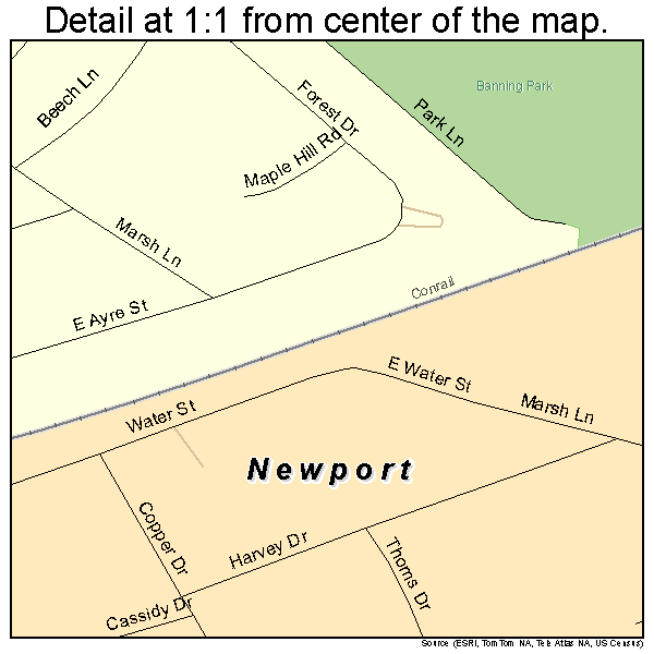 Newport, Delaware road map detail