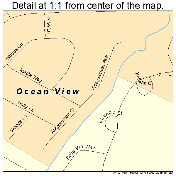 Ocean View, Delaware road map detail