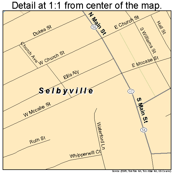 Selbyville, Delaware road map detail