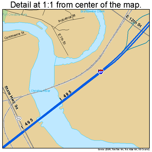 Wilmington, Delaware road map detail
