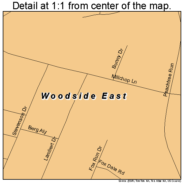 Woodside East, Delaware road map detail