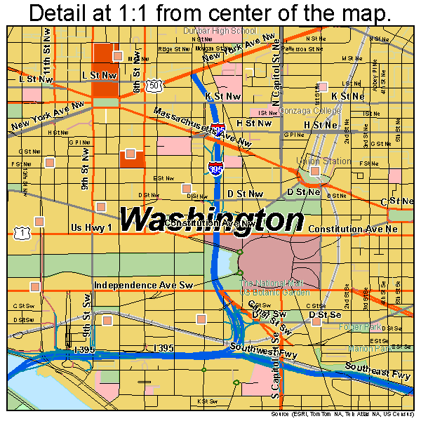 Washington, District Of Columbia road map detail