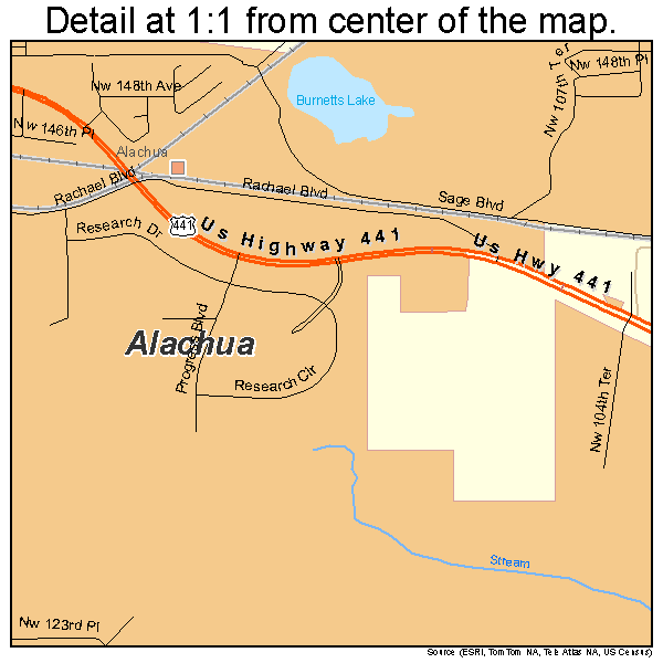 Alachua, Florida road map detail