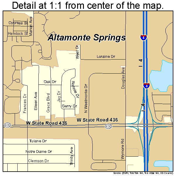 Altamonte Springs, Florida road map detail