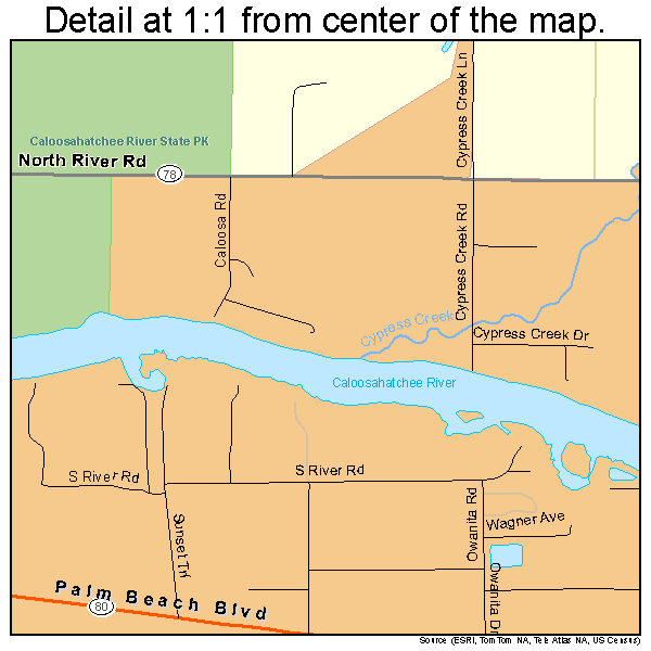 Alva, Florida road map detail