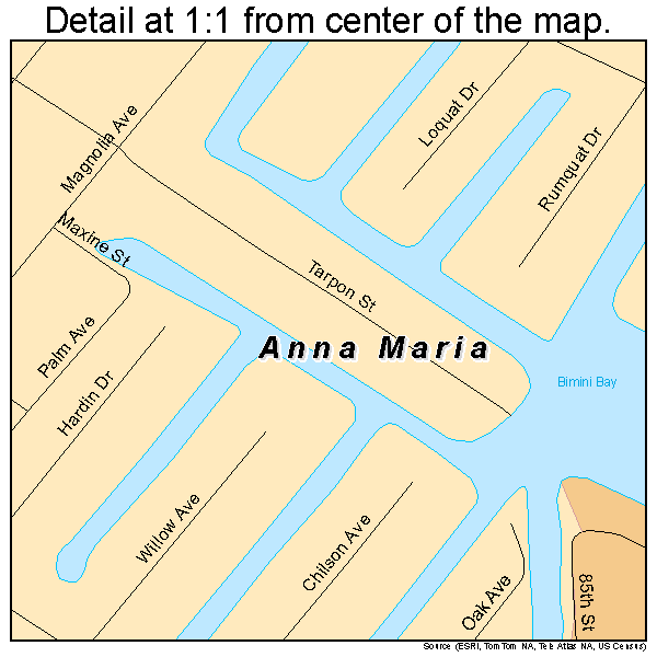 Anna Maria, Florida road map detail
