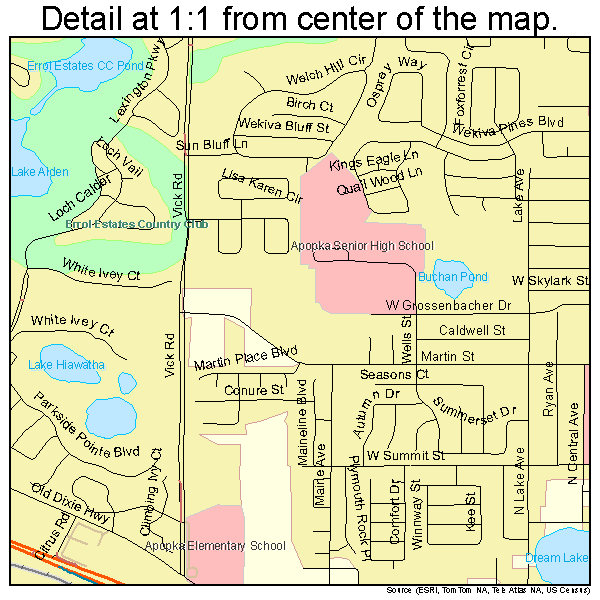 Apopka, Florida road map detail