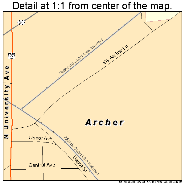 Archer, Florida road map detail