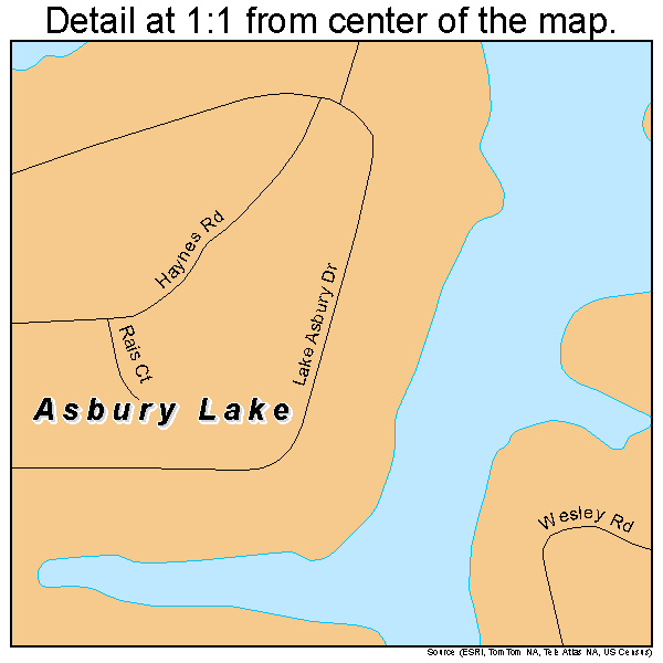 Asbury Lake, Florida road map detail