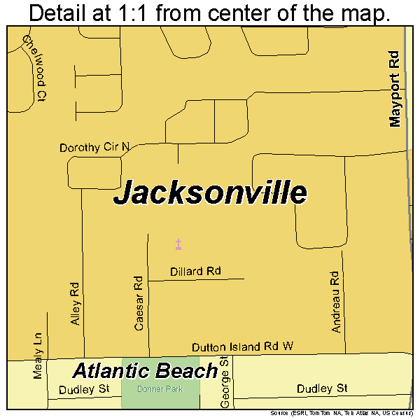 Atlantic Beach, Florida road map detail