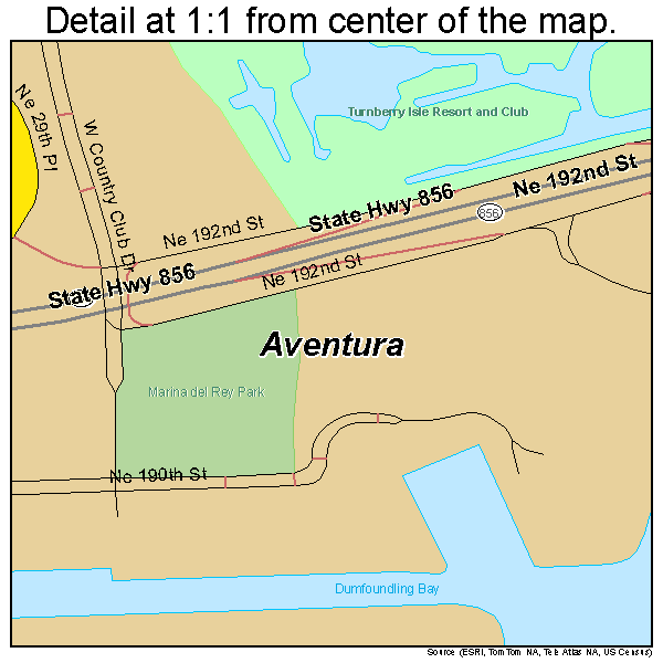 Aventura, Florida road map detail
