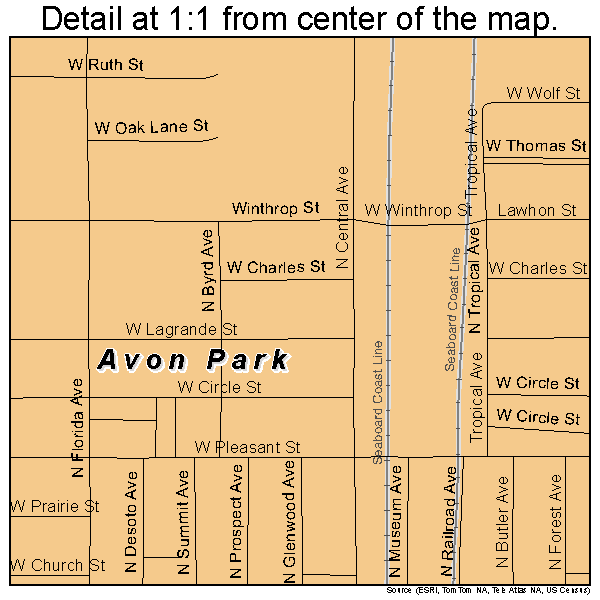 Avon Park, Florida road map detail