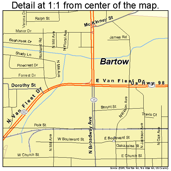 Bartow, Florida road map detail