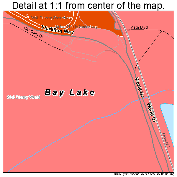 Bay Lake, Florida road map detail