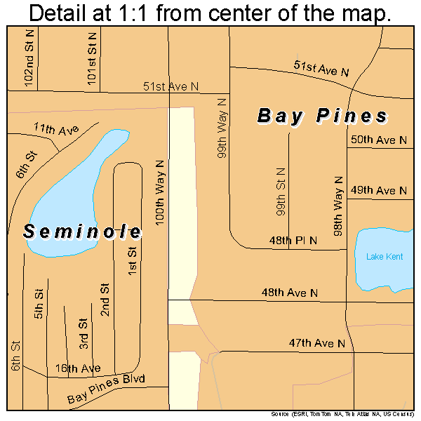 Bay Pines, Florida road map detail