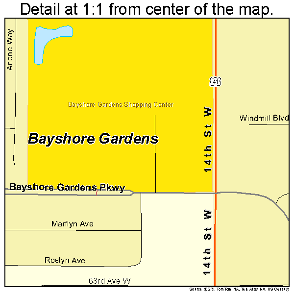 Bayshore Gardens, Florida road map detail