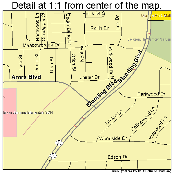 Bellair-Meadowbrook Terrace, Florida road map detail