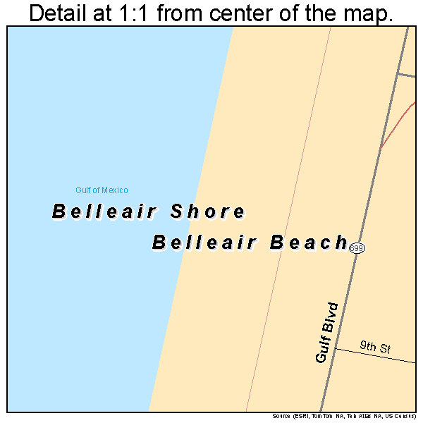 Belleair Shore, Florida road map detail
