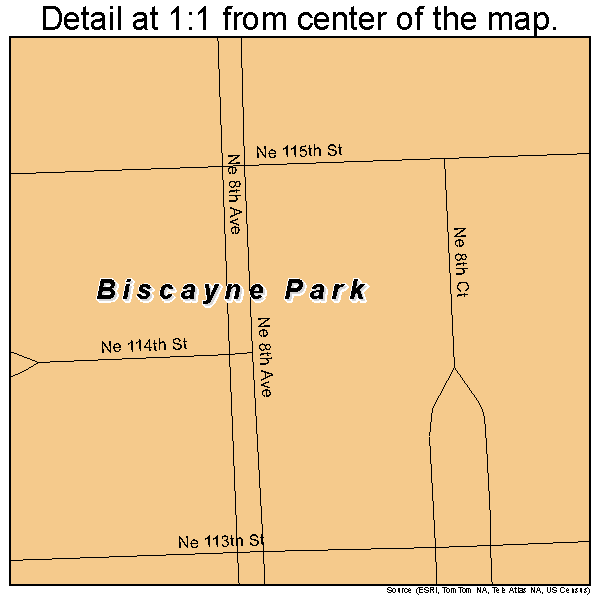 Biscayne Park, Florida road map detail