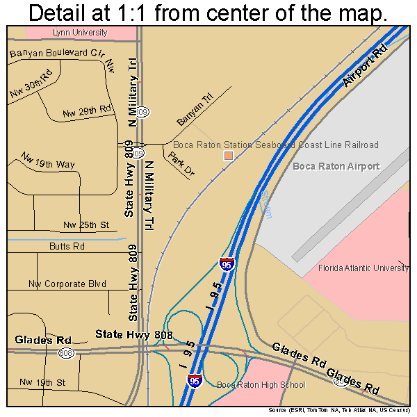 Boca Raton, Florida road map detail