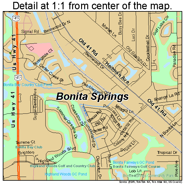 Bonita Springs, Florida road map detail