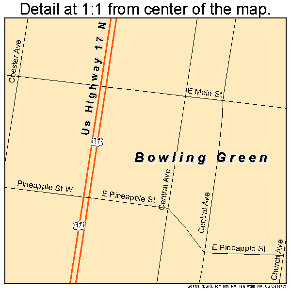 Bowling Green, Florida road map detail