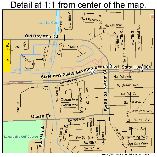 Boynton Beach, Florida road map detail