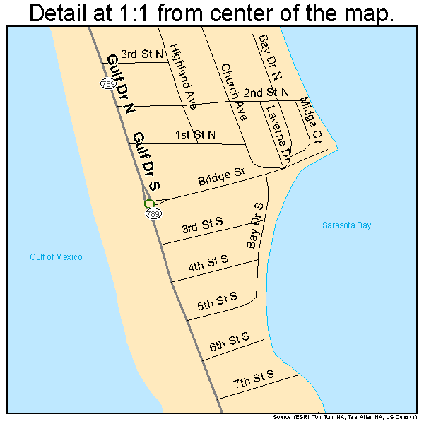 Bradenton Beach, Florida road map detail