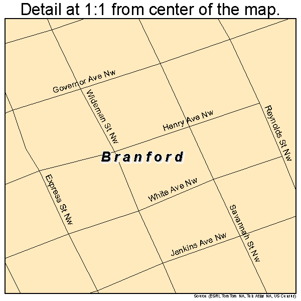 Branford, Florida road map detail