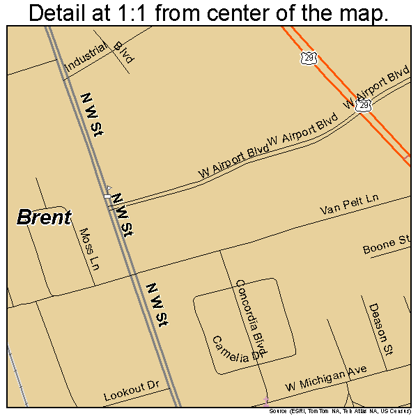 Brent, Florida road map detail