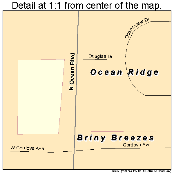 Briny Breezes, Florida road map detail