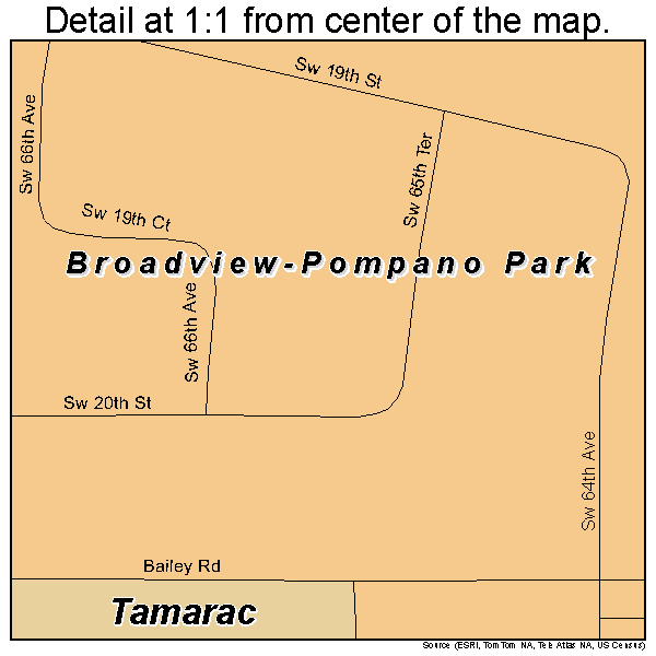 Broadview-Pompano Park, Florida road map detail