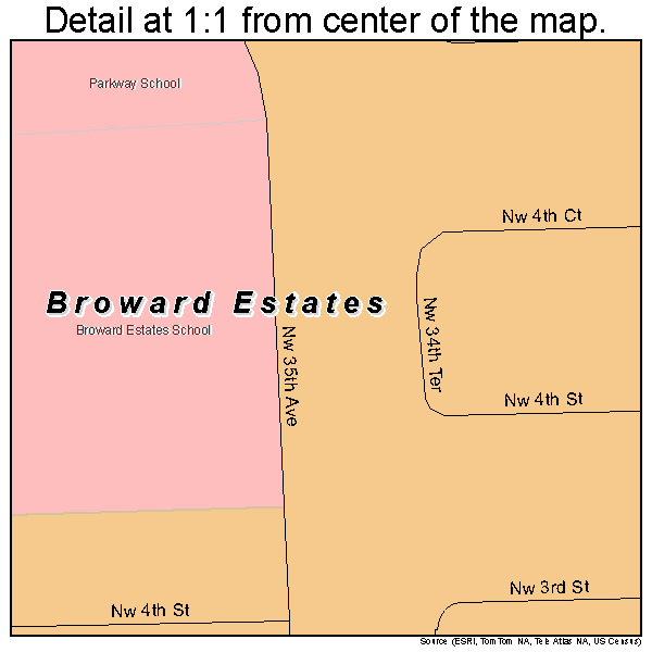 Broward Estates, Florida road map detail