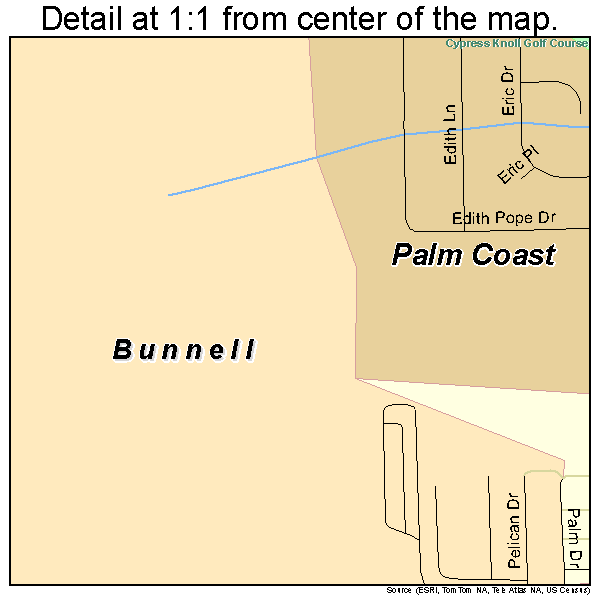 Bunnell, Florida road map detail
