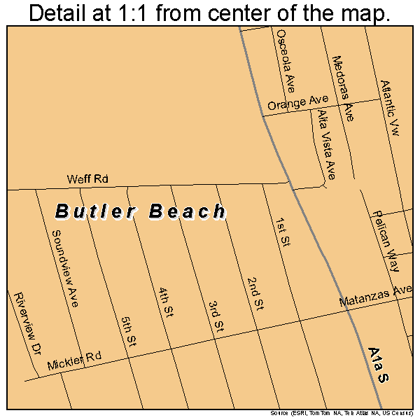 Butler Beach, Florida road map detail