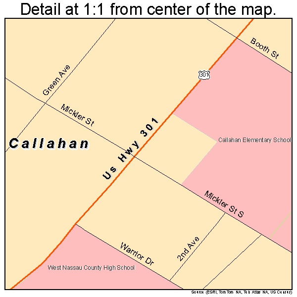 Callahan, Florida road map detail