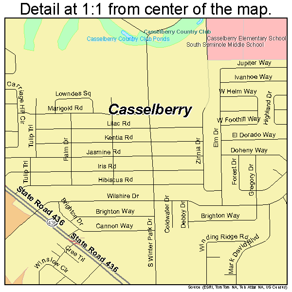 Casselberry, Florida road map detail