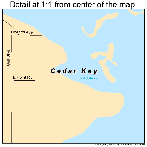 Cedar Key, Florida road map detail