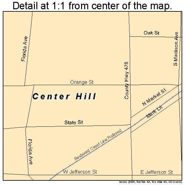 Center Hill, Florida road map detail