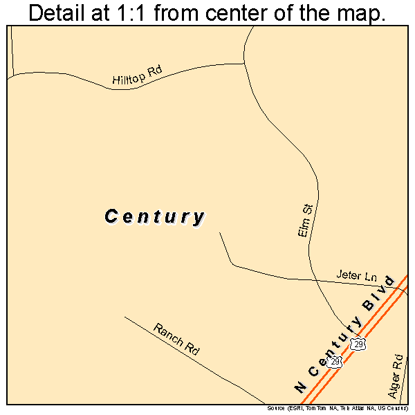 Century, Florida road map detail