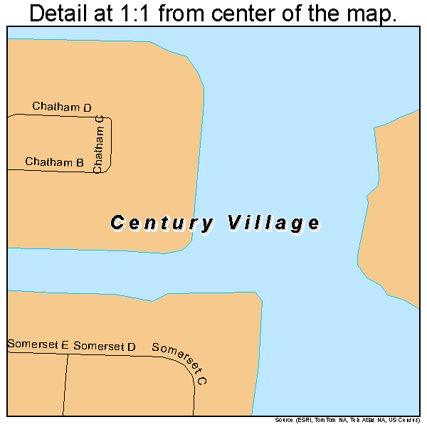 Century Village, Florida road map detail