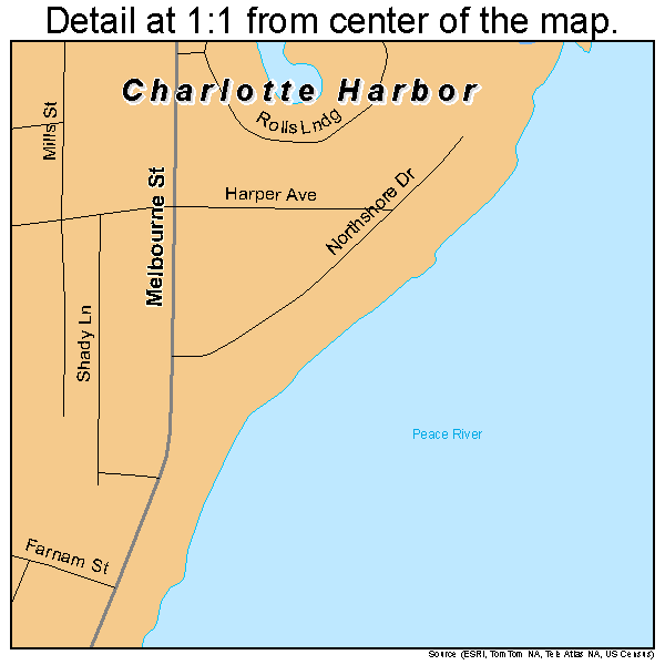 Charlotte Harbor, Florida road map detail