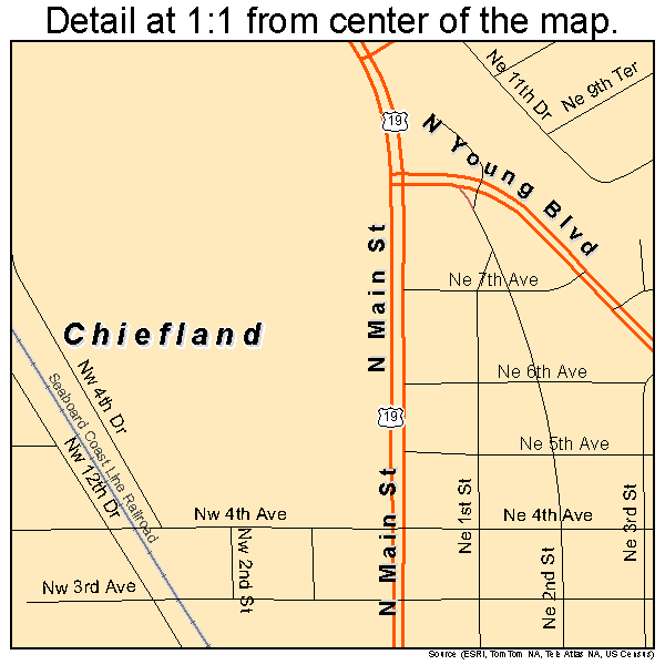 Chiefland, Florida road map detail
