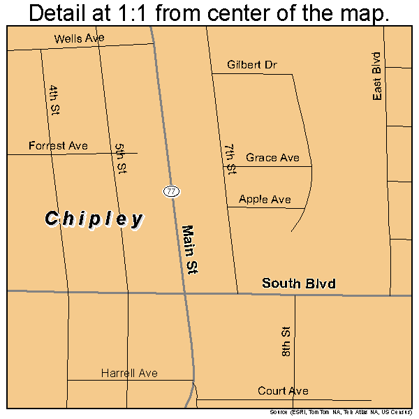 Chipley, Florida road map detail