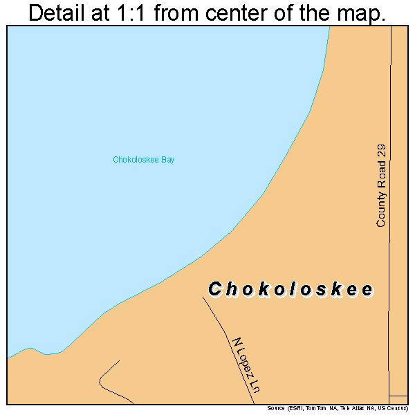 Chokoloskee, Florida road map detail