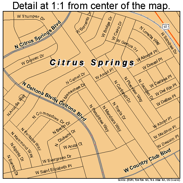 Citrus Springs, Florida road map detail