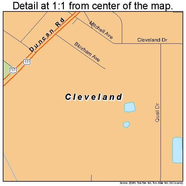 Cleveland, Florida road map detail