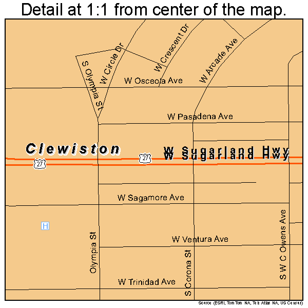 Clewiston, Florida road map detail
