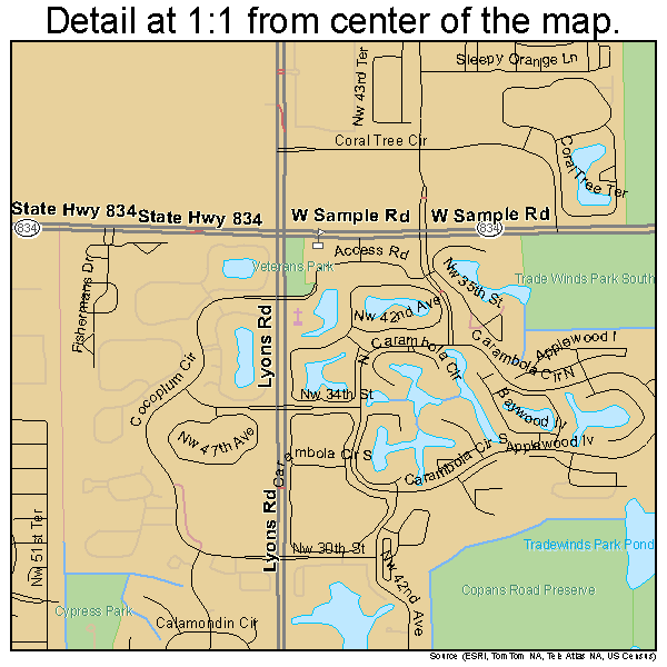 Coconut Creek, Florida road map detail